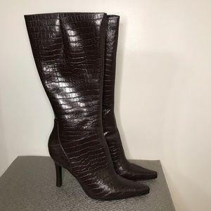 Nine West , Autumn Mink Crocodile boots, size 10